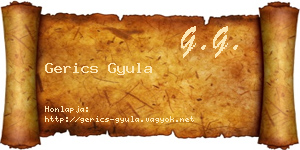 Gerics Gyula névjegykártya